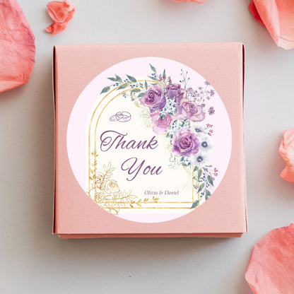 Royal Floral Theme Sticker Design | Luxury Gold Botanical Logo Sticker | Premium Wedding Favor & Business Packaging Label