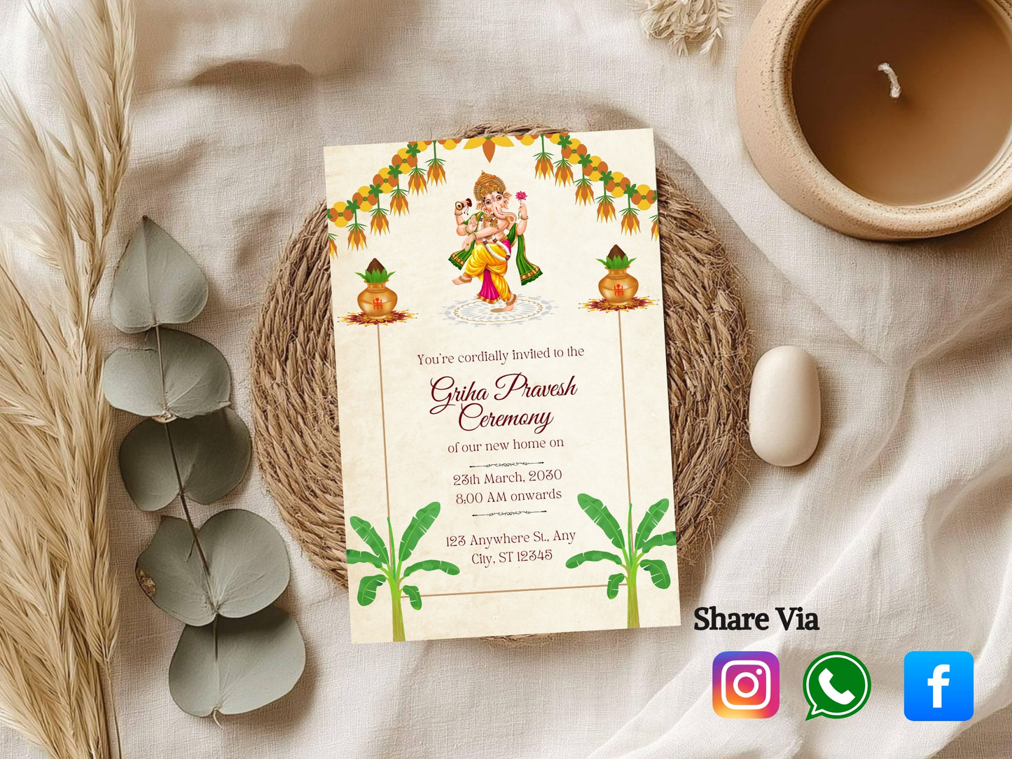 Royal Theme Vastu Pujan Card – Elegant Luxury Invitation
