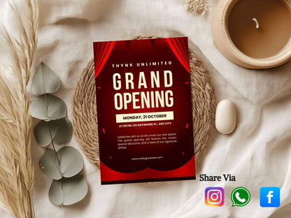 Minimal Elegant Grand Opening Card Template | Modern Luxury Business Launch Invitation | Clean Printable & Editable Design