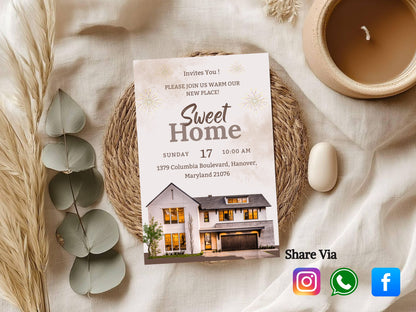 Elegant Housewarming Card – Sophisticated New Home Invitation – Printable Template