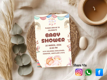 Cute Baby Shower Card – Adorable Baby Girl & Boy Greeting Card