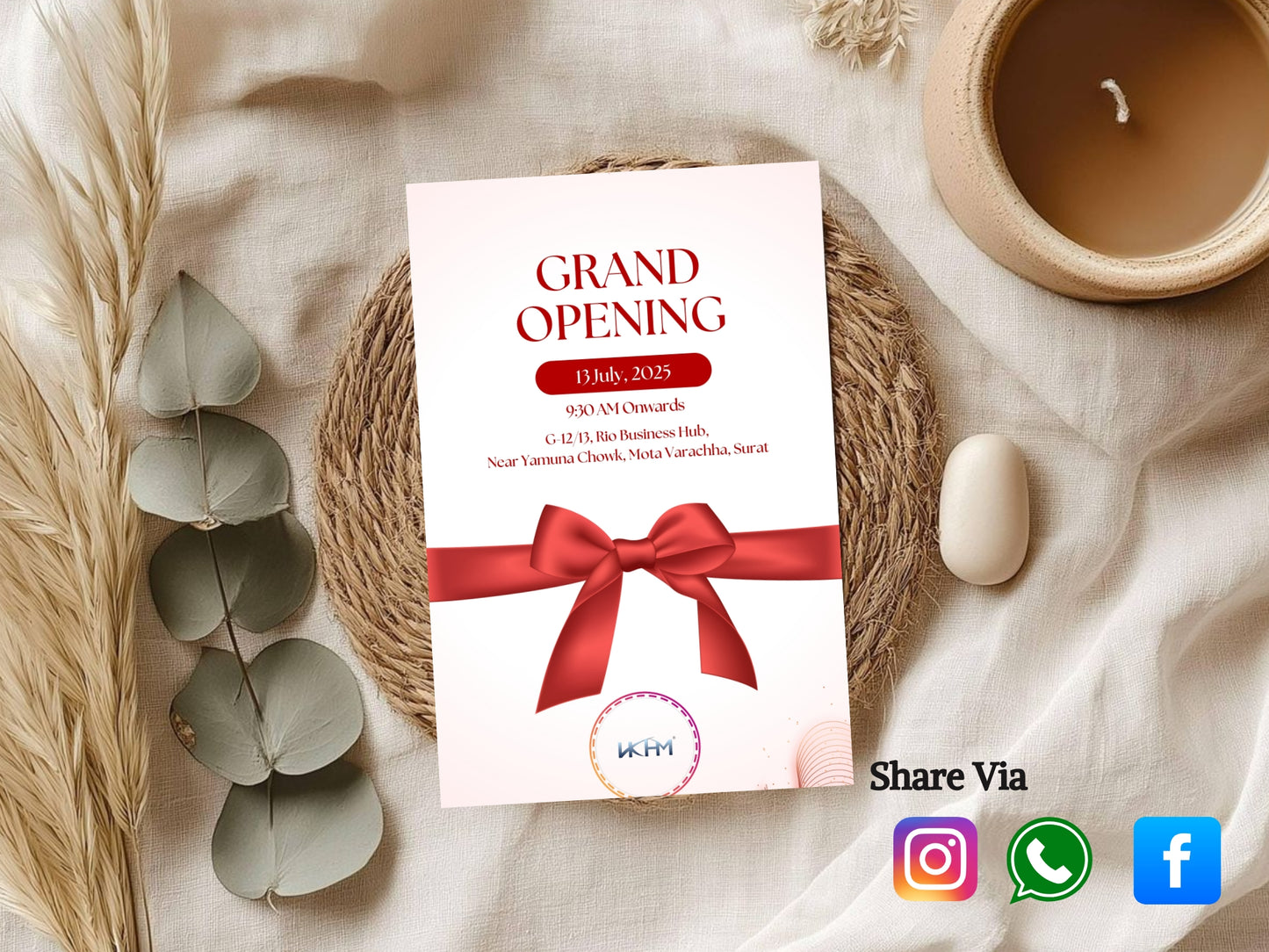 Minimal Grand Opening Card Template | Modern Simple Business Launch Invitation | Clean Printable & Editable Design