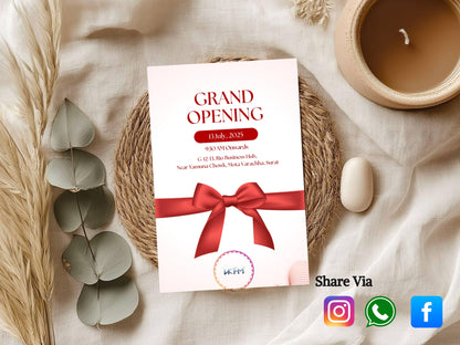 Minimal Grand Opening Card Template | Modern Simple Business Launch Invitation | Clean Printable & Editable Design