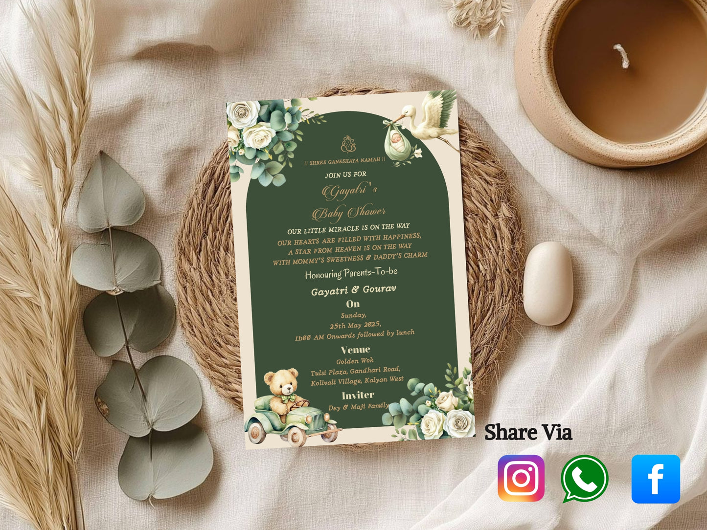 Cute Elegant Baby Shower Card Design | Stylish & Modern Invitation