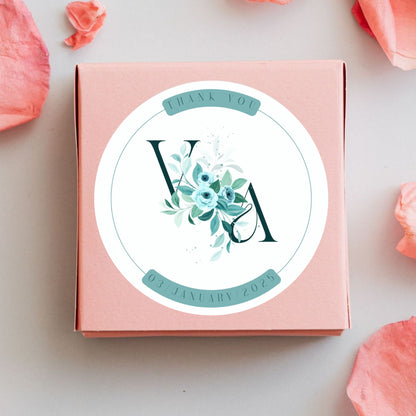 Simple Floral and Elegant Sticker Design | Minimal Botanical Custom Logo Sticker | Wedding Favor & Luxury Packaging Label