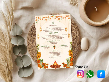 Traditional Floral Mandala Theme Vastu Pujan Invitation Card | Elegant Griha Pravesh Digital Invite