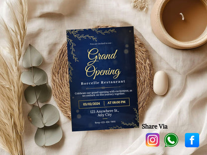 New Creative Grand Opening Card Template | Modern Artistic Business Launch Invitation | Printable & Editable Design