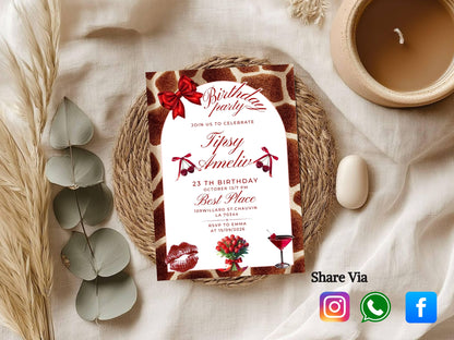 Red Theme Birthday Invitation Card – Bold & Elegant Party Invite