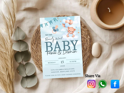 Minimal Theme Digital Invitation Card | Elegant Modern Editable Invite