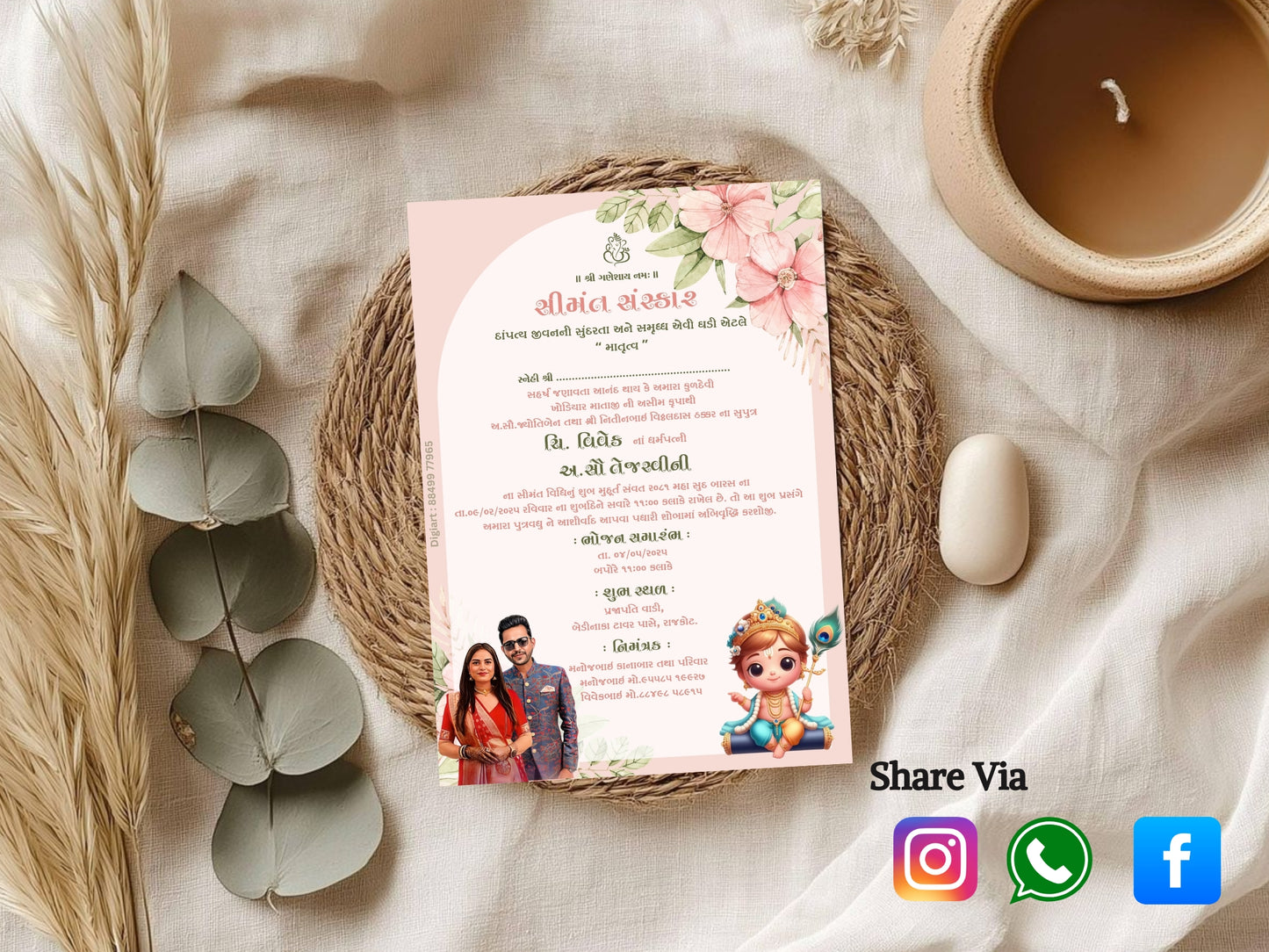 Floral Theme Baby Shower Invitation Card – Editable Printable Flower Party Invite – Elegant Baby Shower Invitation