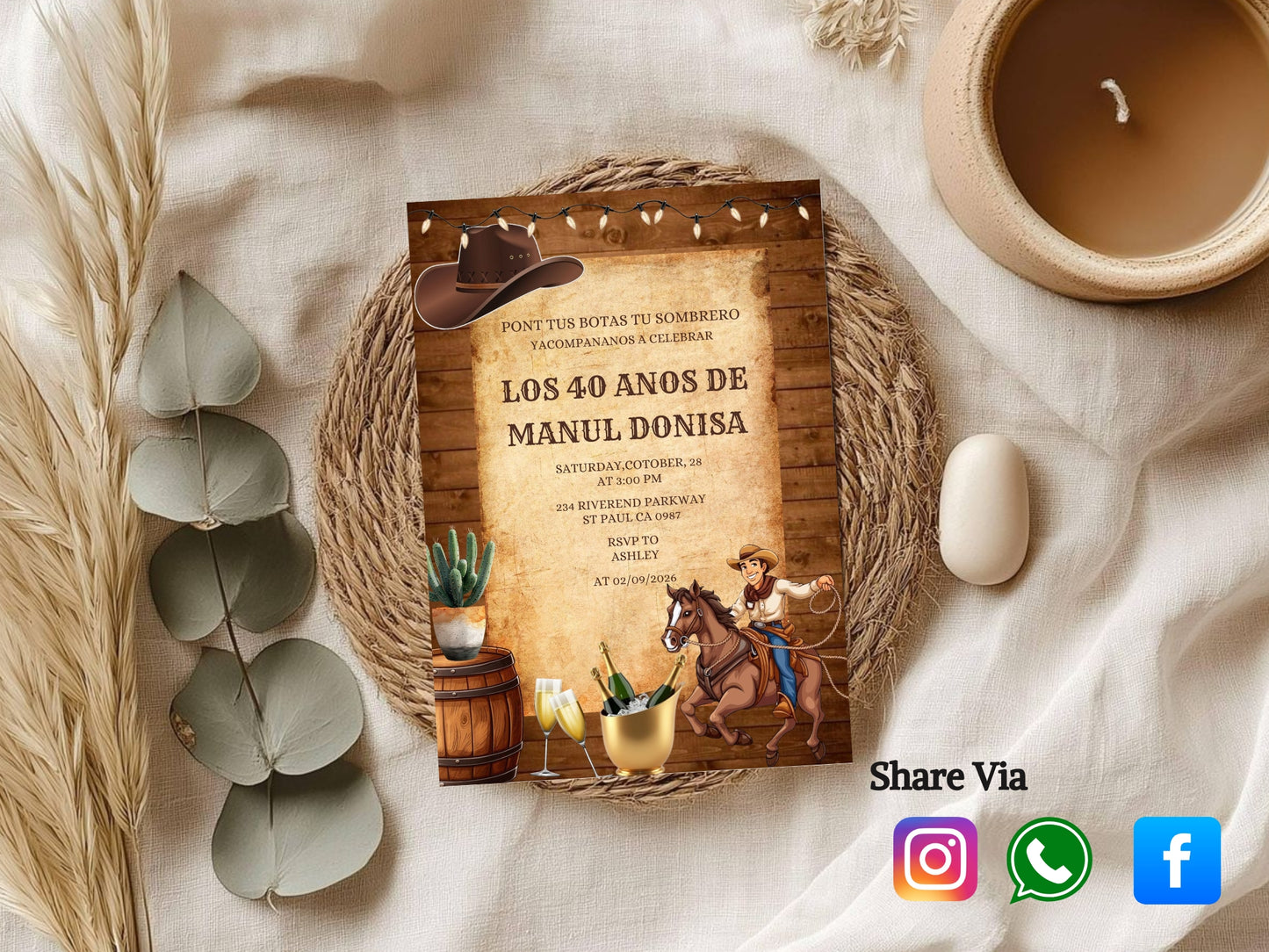 Wooden Theme Birthday Invitation Card – Rustic & Elegant Party Invite