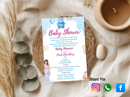 Simple Elegant Baby Shower Invitation – Minimal Chic Baby Shower Card – Printable Template