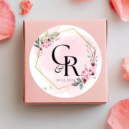 Simple Elegant Floral Sticker Design | Minimal Botanical Custom Logo Sticker | Wedding Favor & Premium Packaging Label