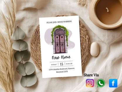 Minimalist Elegant New Home Card – Chic Housewarming Invitation – Instant Download