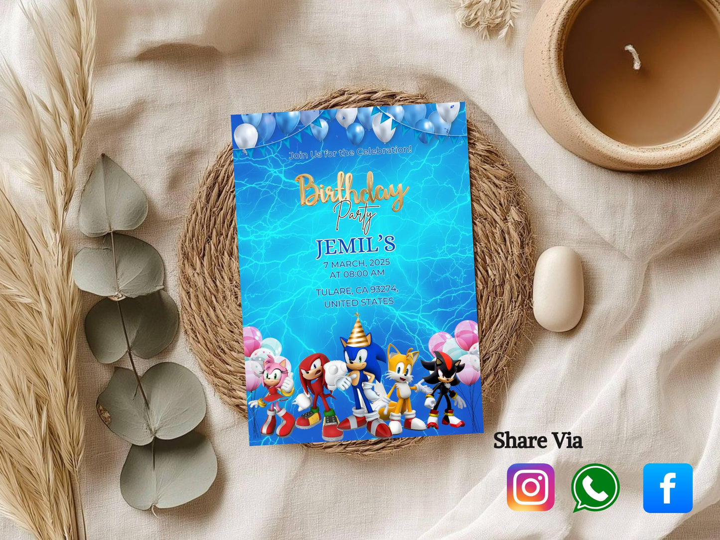 Electricity Cartoon Birthday Invitation Card – Fun & Colorful Party Invite