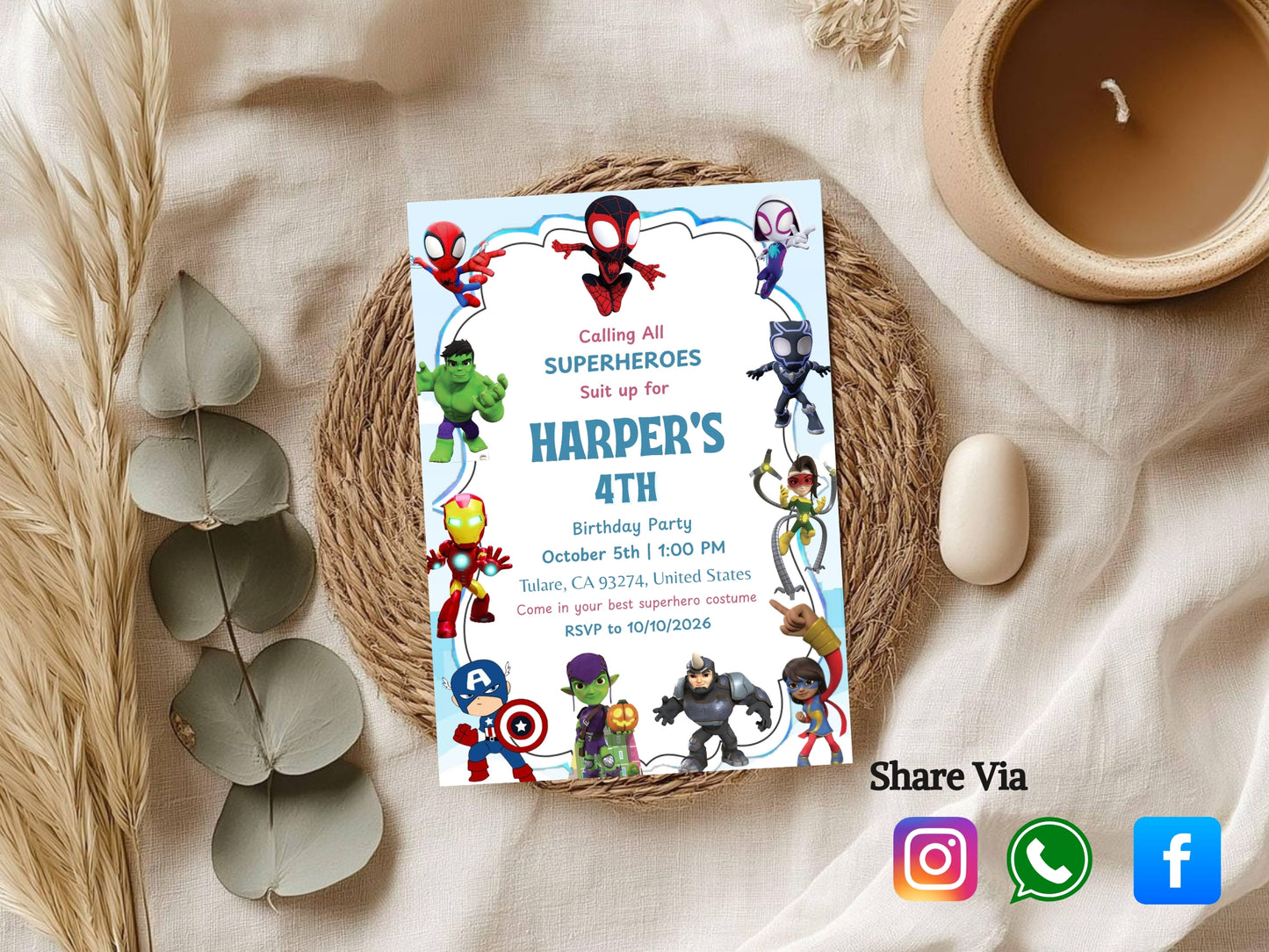 Cartoon Theme Birthday Invitation Card – Editable Printable Kids Cartoon Party Invite – Colorful Birthday Invitation