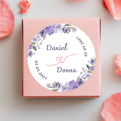 Simple Floral Sticker Design | Minimal Botanical Logo Sticker | Wedding Favor & Small Business Packaging Label