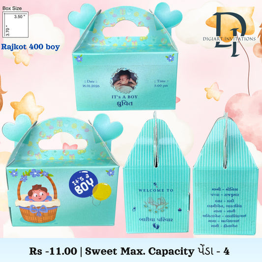 Cute Heart Theme Baby Born Return Gift Sweet Box | Newborn Celebration Favor Box for Baby Shower