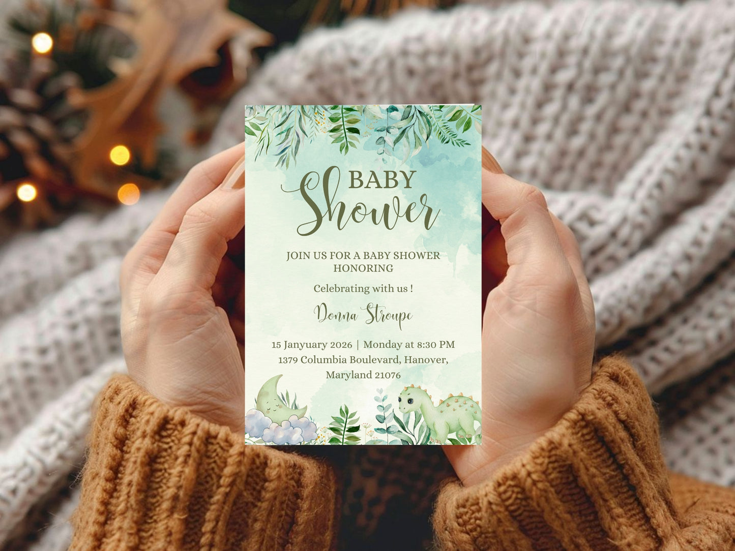Leaf Theme Invitation Template | Elegant Greenery Editable Invite | Instant Download Printable Card