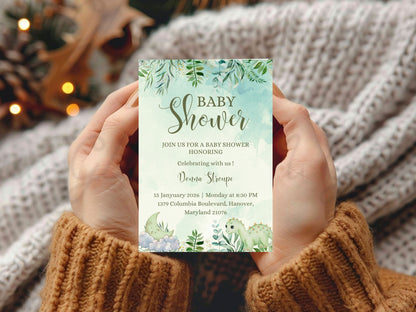 Leaf Theme Invitation Template | Elegant Greenery Editable Invite | Instant Download Printable Card