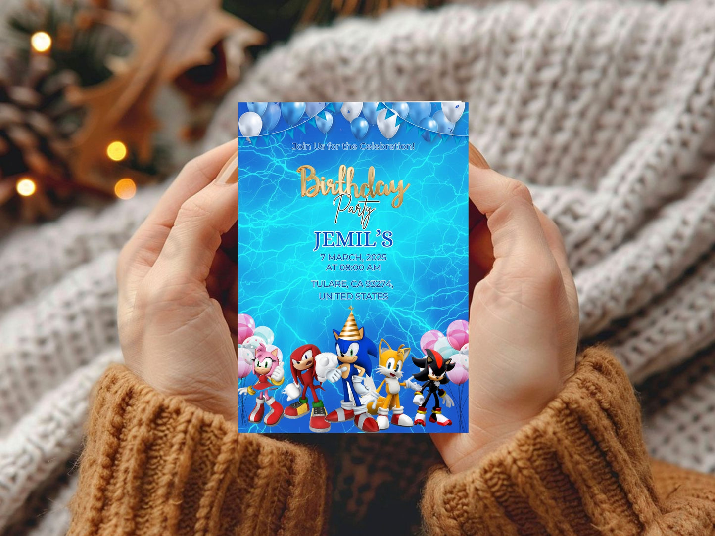 Electricity Cartoon Birthday Invitation Card – Fun & Colorful Party Invite