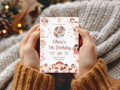 Doll Theme Birthday Invitation Card – Editable Printable Girl Birthday Party Invite – Cute Pastel Doll Party Invitation