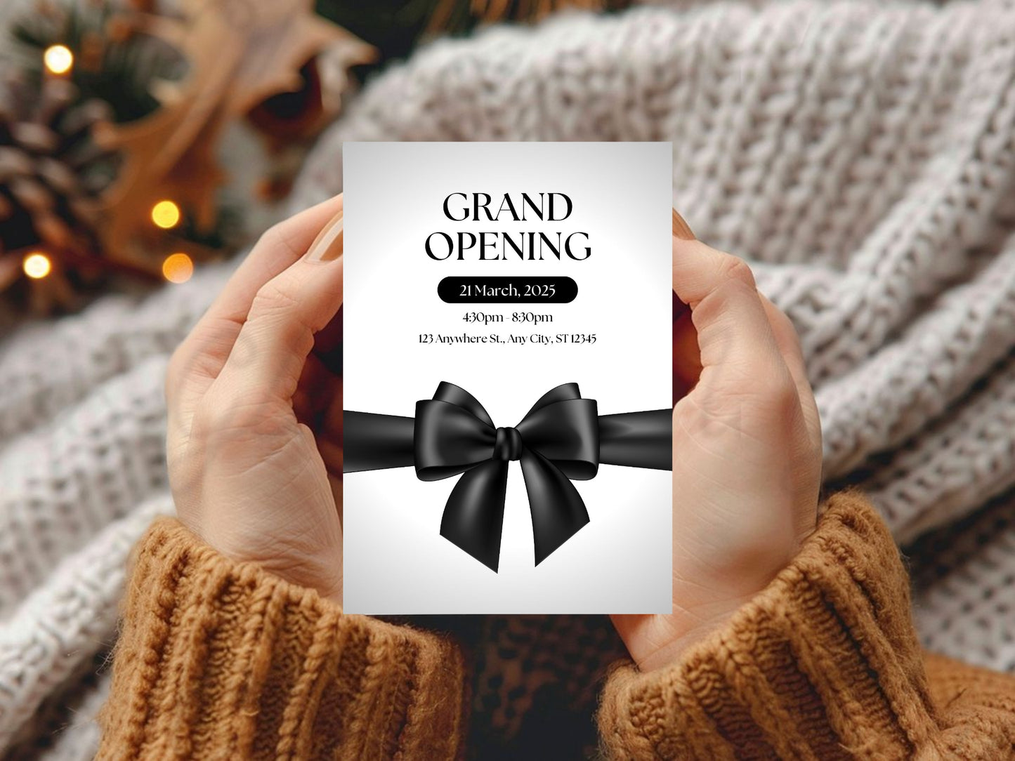 Elegant Minimal Grand Opening Card Template | Modern Clean Luxury Business Launch Invitation | Printable & Editable Design