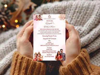 Cute Krishna Baby Shower Invitation – Adorable Lord Krishna Themed Baby Card – Printable Template