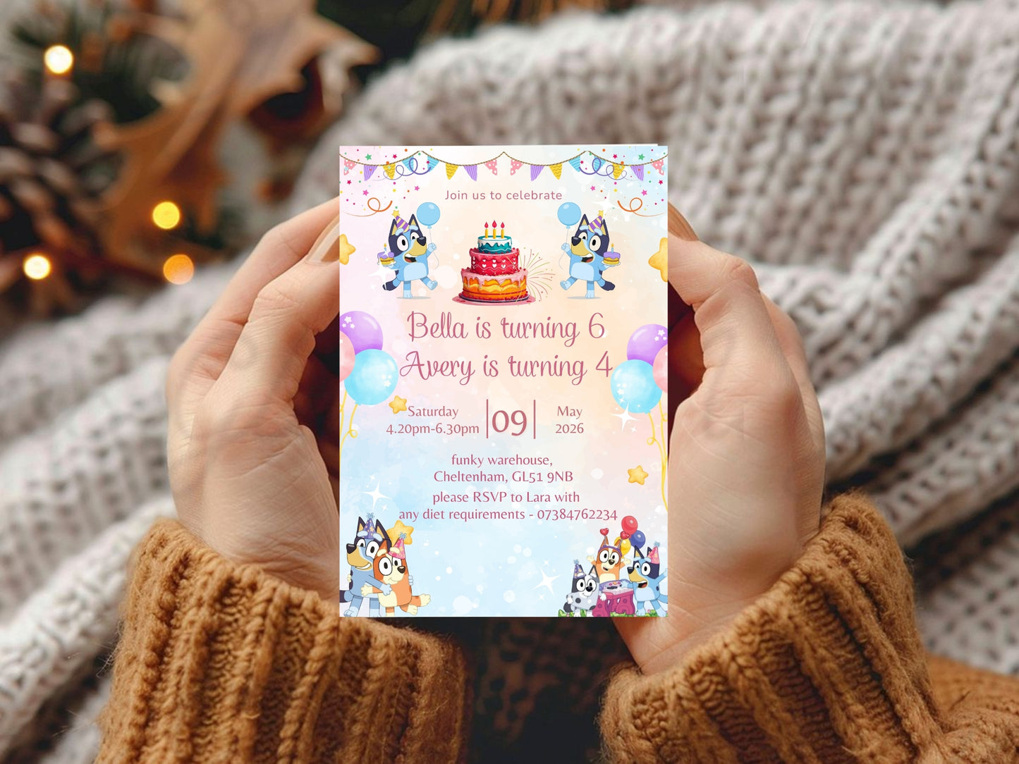 Simple Elegant Cartoon Theme Birthday Invitation | Kids Digital Party Invite