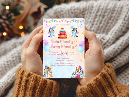 Simple Elegant Cartoon Theme Birthday Invitation | Kids Digital Party Invite