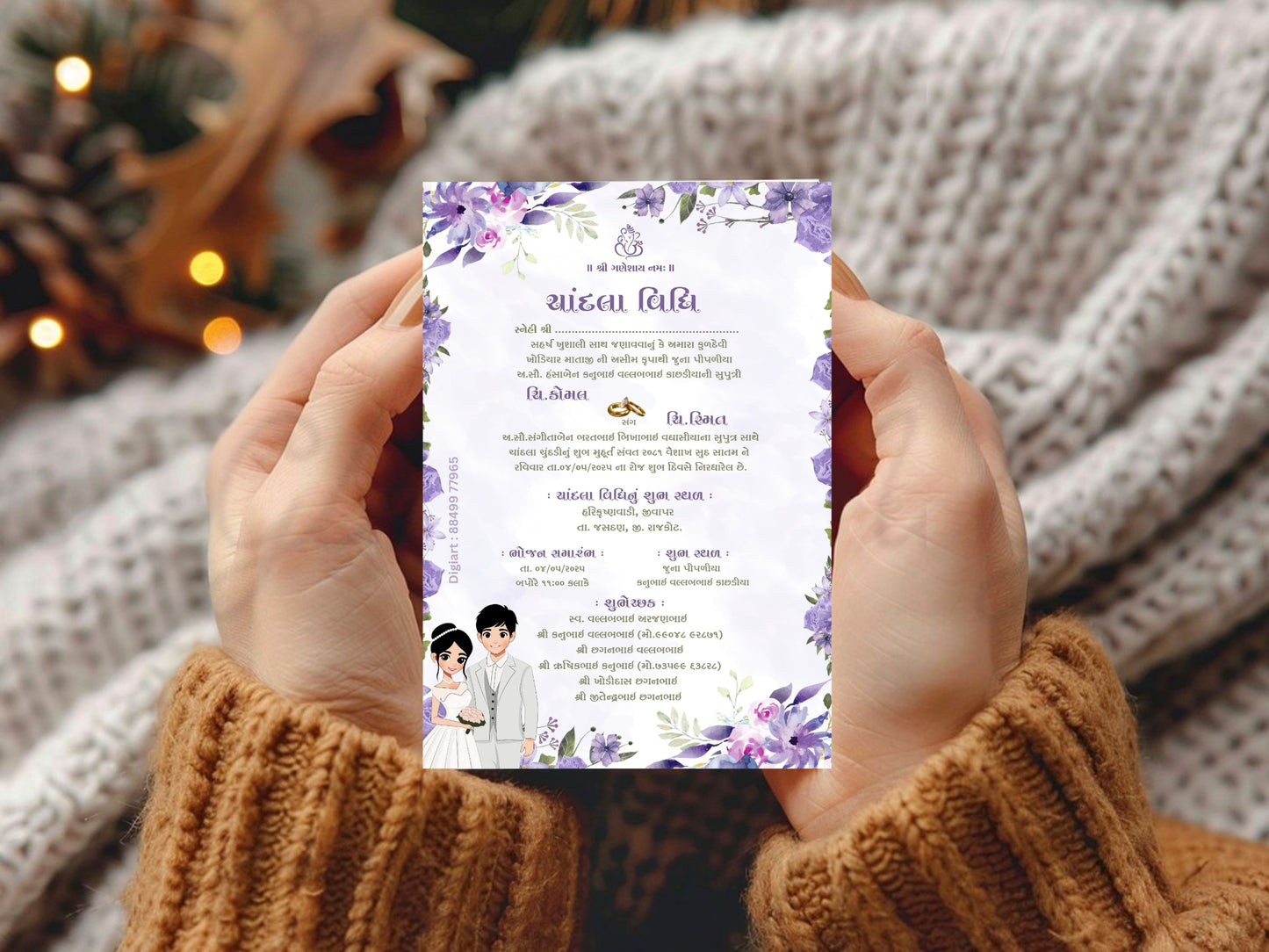 Floral Minimal Theme Chandla Vidhi Card Design in English | Modern & Elegant Wedding Invitation