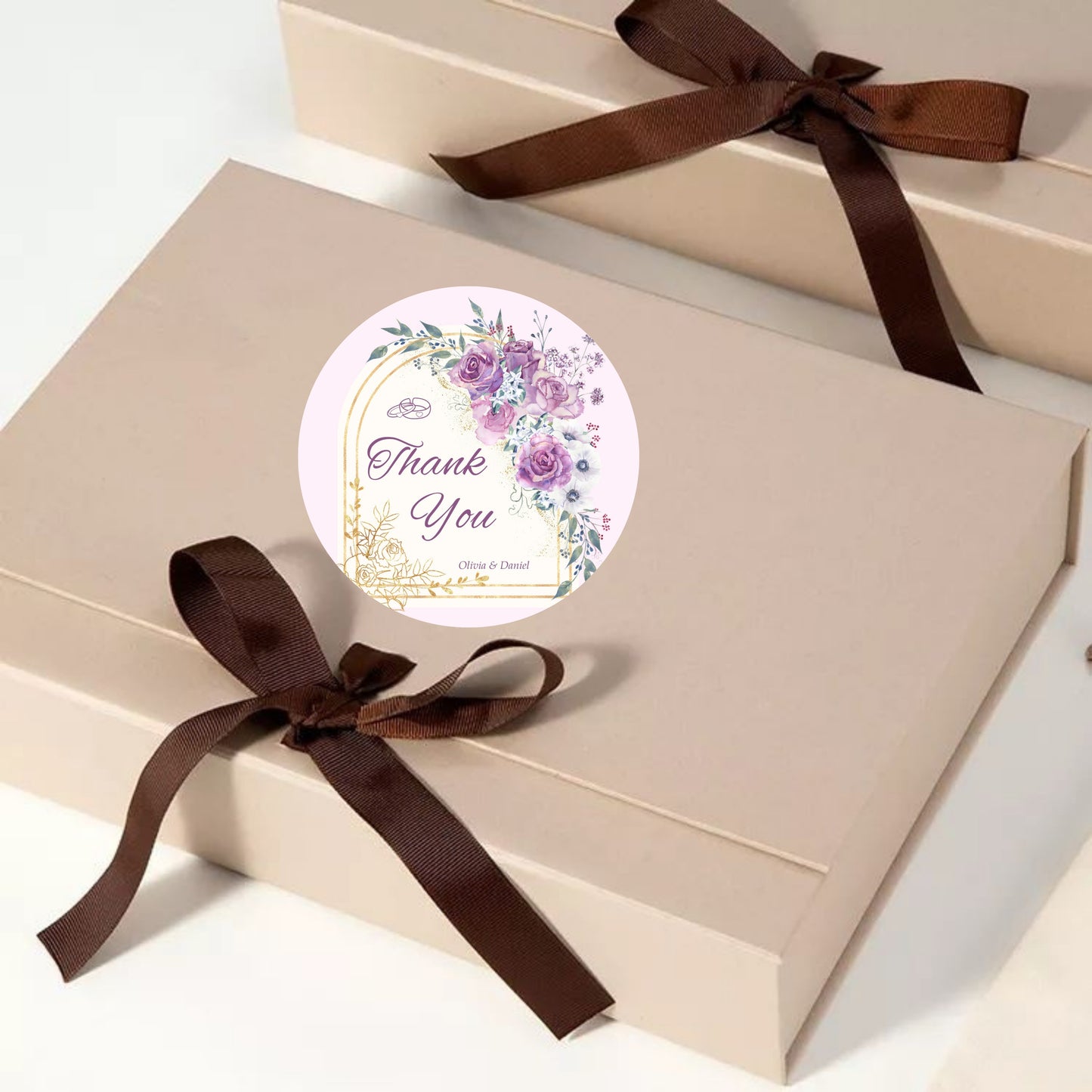 Royal Floral Theme Sticker Design | Luxury Gold Botanical Logo Sticker | Premium Wedding Favor & Business Packaging Label