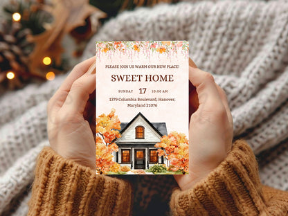 Floral Housewarming Card – Elegant New Home Invitation – Printable Template