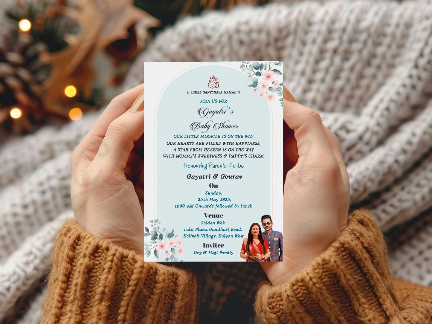 Floral Elegant Baby Shower Invitation – Sophisticated Baby Shower Card – Printable Template