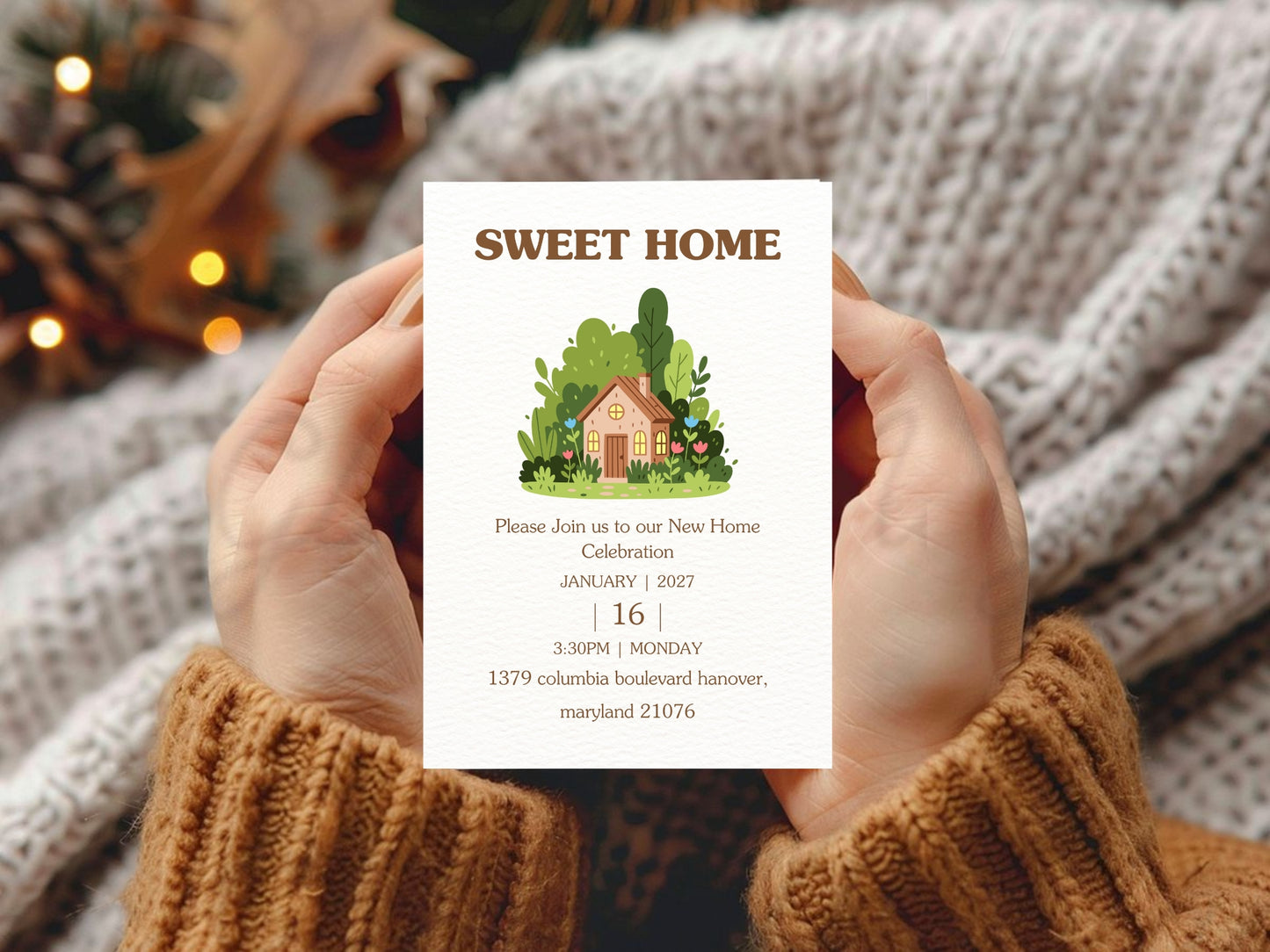 Simple and Elegant Housewarming Card – Minimal New Home Invitation – Printable Template