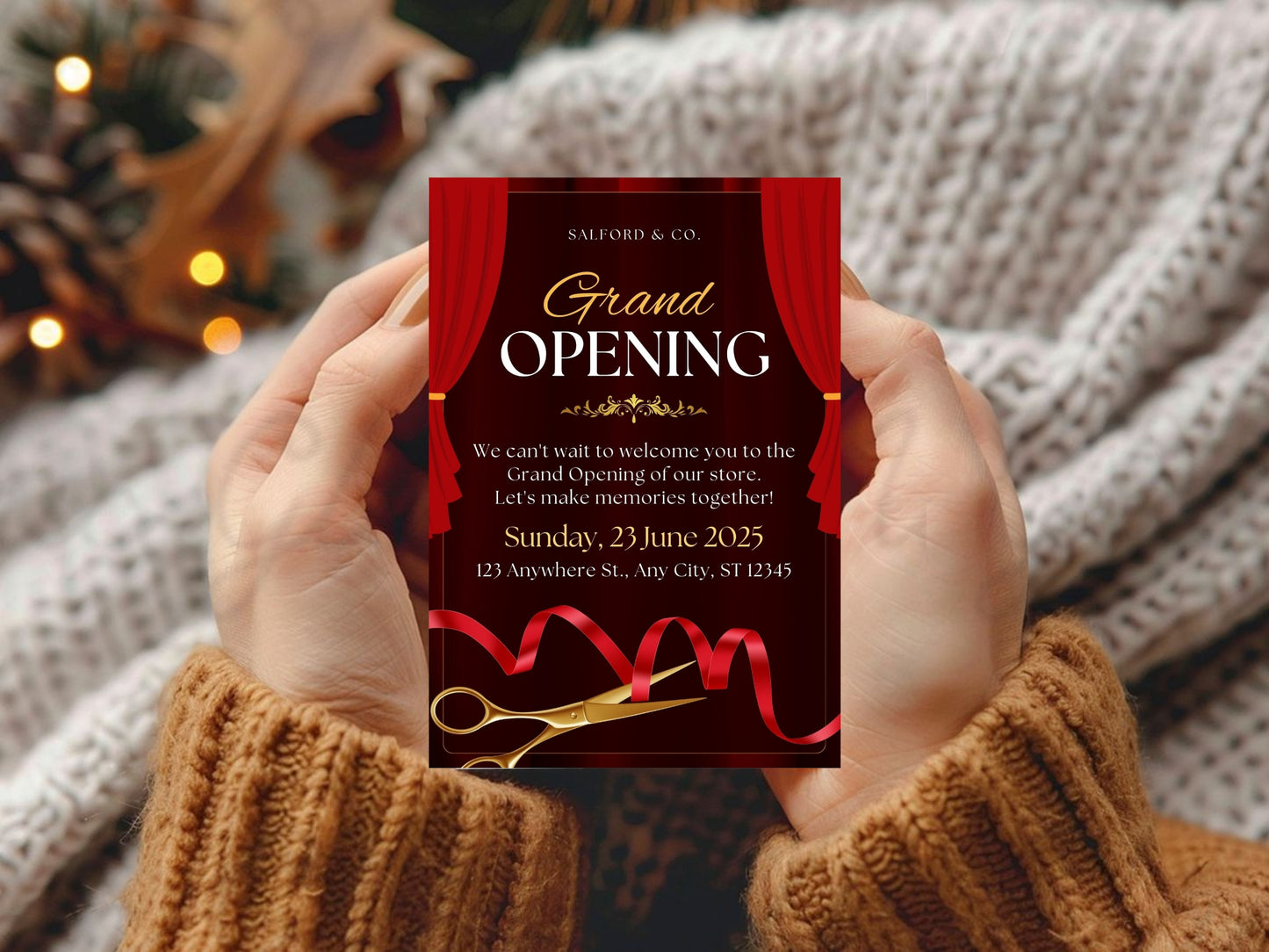 Elegant Minimal Grand Opening Card – Custom Design Upload & Premium Invitation Printing