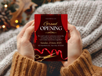 Elegant Minimal Grand Opening Card – Custom Design Upload & Premium Invitation Printing