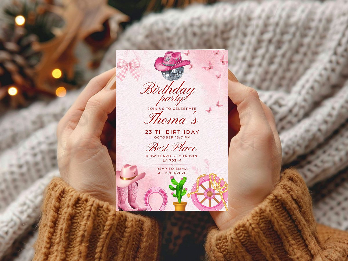 Pink Birthday Party Theme Invitation Card – Cute & Elegant Celebration Invite