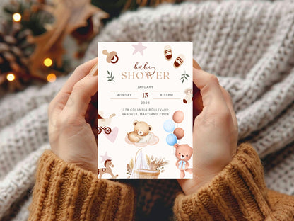 Cute Baby Bear Baby Shower Card – Adorable Teddy Bear Greeting Card