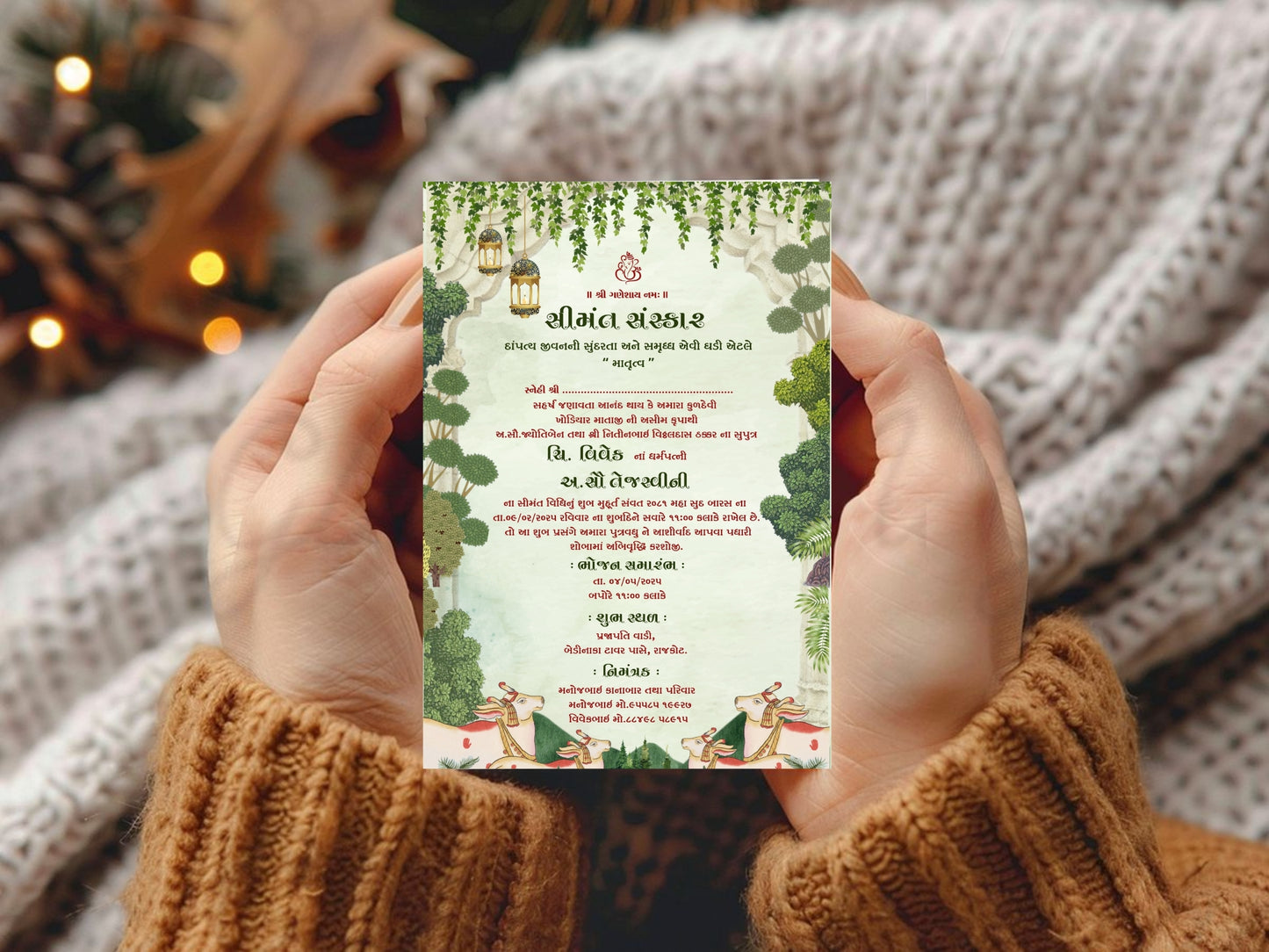 Green Floral Baby Shower Invitation Card | Green Flower Baby Shower Invite | Editable Printable Digital Download