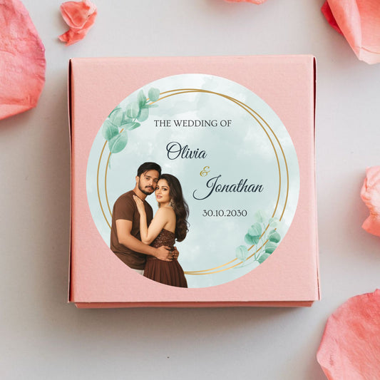 Personalized Wedding Sticker with Couple Photo by DigiArt Invitation