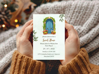 Floral Elegant Housewarming Card – Sophisticated New Home Invitation – Printable Template