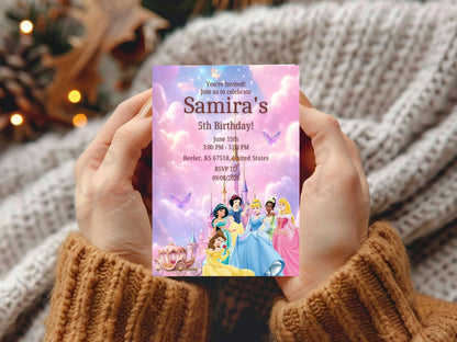 Cinderella Theme Birthday Invitation Card – Magical Princess Party Invite
