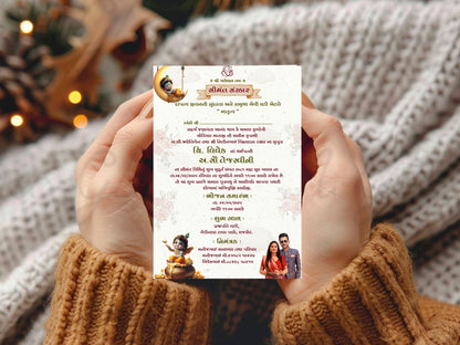 Floral Krishna Theme Baby Shower Invitation Card | Elegant Hindu Baby Shower Invite | Editable Indian God Krishna Digital Download