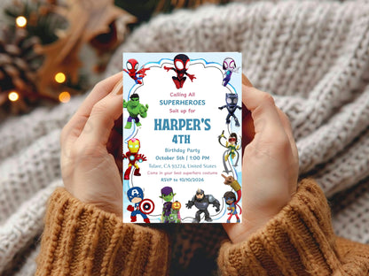 Cartoon Theme Birthday Invitation Card – Editable Printable Kids Cartoon Party Invite – Colorful Birthday Invitation