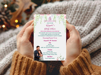 Floral Elegant Housewarming/Baby Shower Card – Sophisticated Floral Invitation – Printable Template