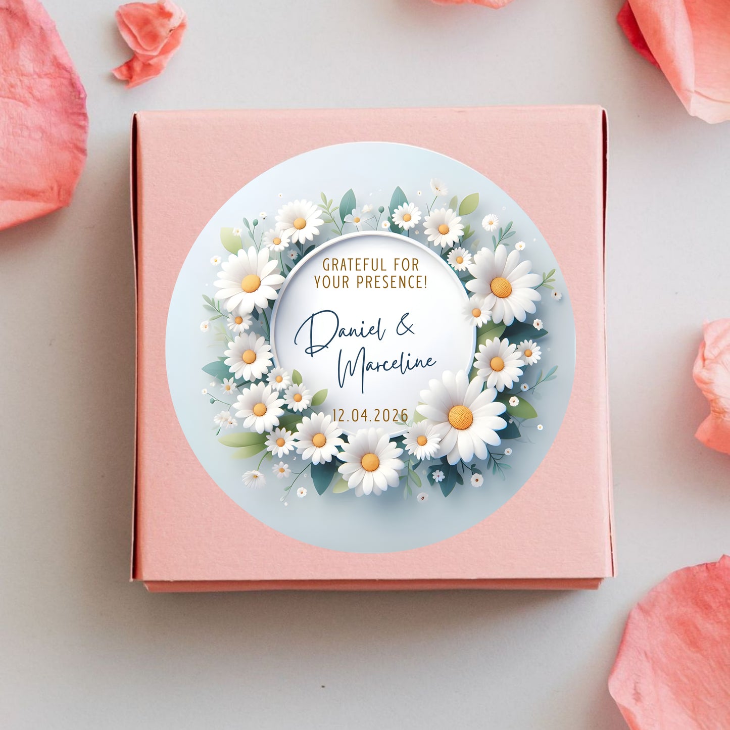 White Floral Wedding Thank You Stickers | Personalized Custom Favor Labels