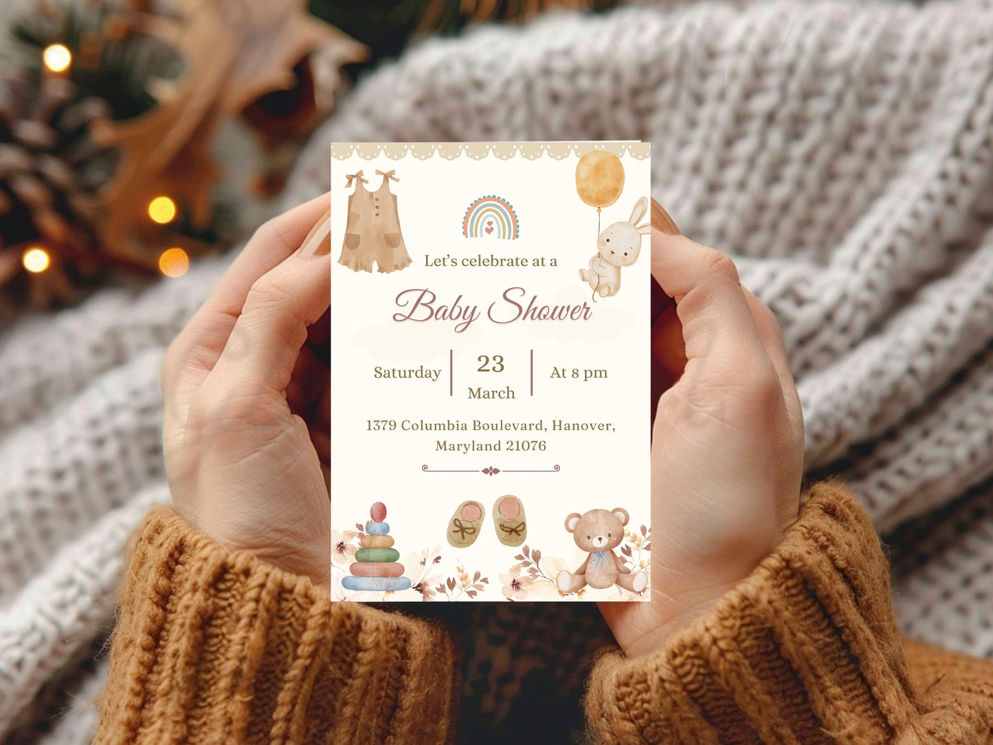 Minimalist Pink Baby Shower Card – Modern Creative Baby Girl Greeting Card