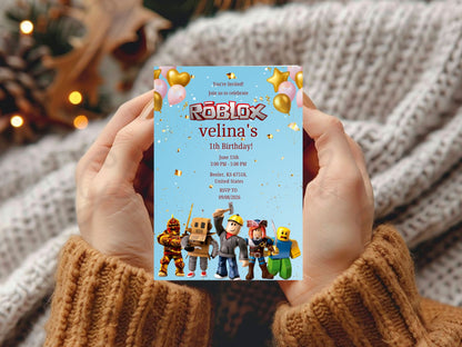 Cartoon Robot Theme Birthday Invitation Card – Fun & Futuristic Party Invite