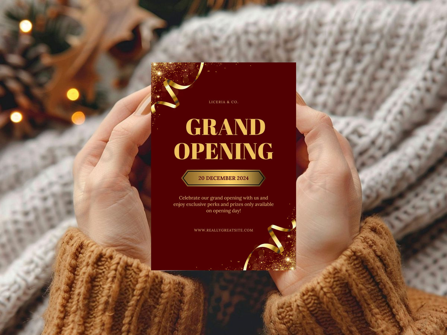 Elegant Minimal Grand Opening Card Template | Modern Luxury Business Launch Invitation | Printable & Editable Design